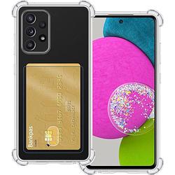 Foto van Basey samsung galaxy a52 hoesje siliconen hoes case cover met pasjeshouder - transparant