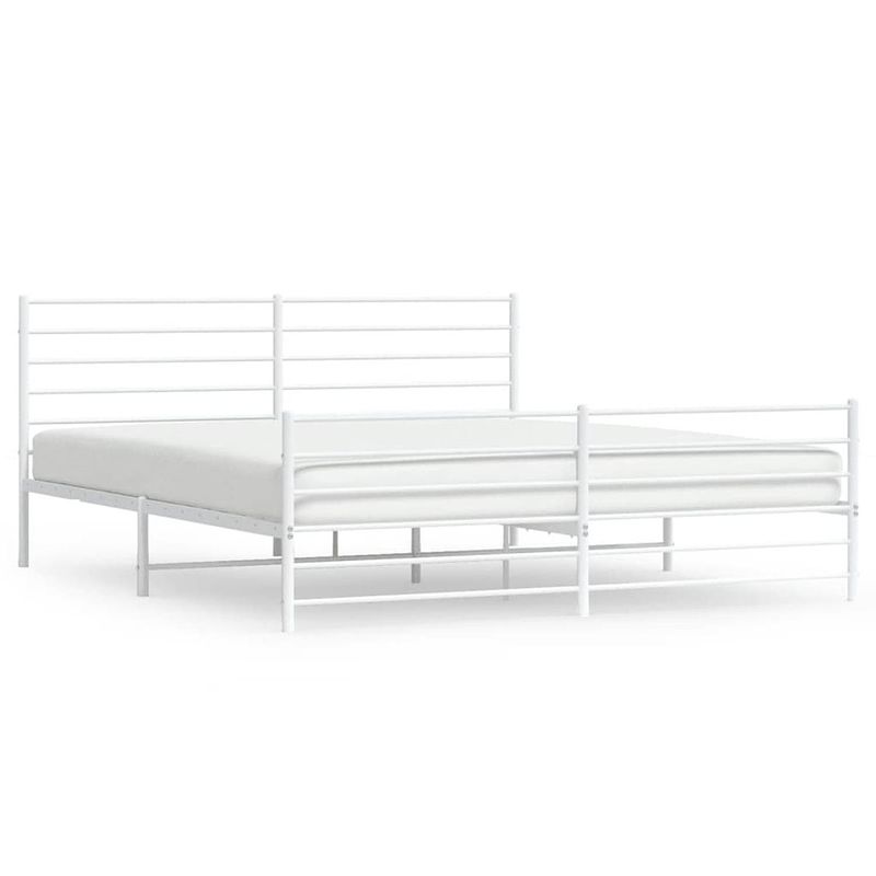 Foto van Vidaxl bedframe met hoofd- en voeteneinde metaal wit 193x203 cm