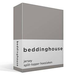Foto van Beddinghouse jersey split-topper hoeslaken - 100% gebreide jersey katoen - lits-jumeaux (180x200/220 cm) - taupe