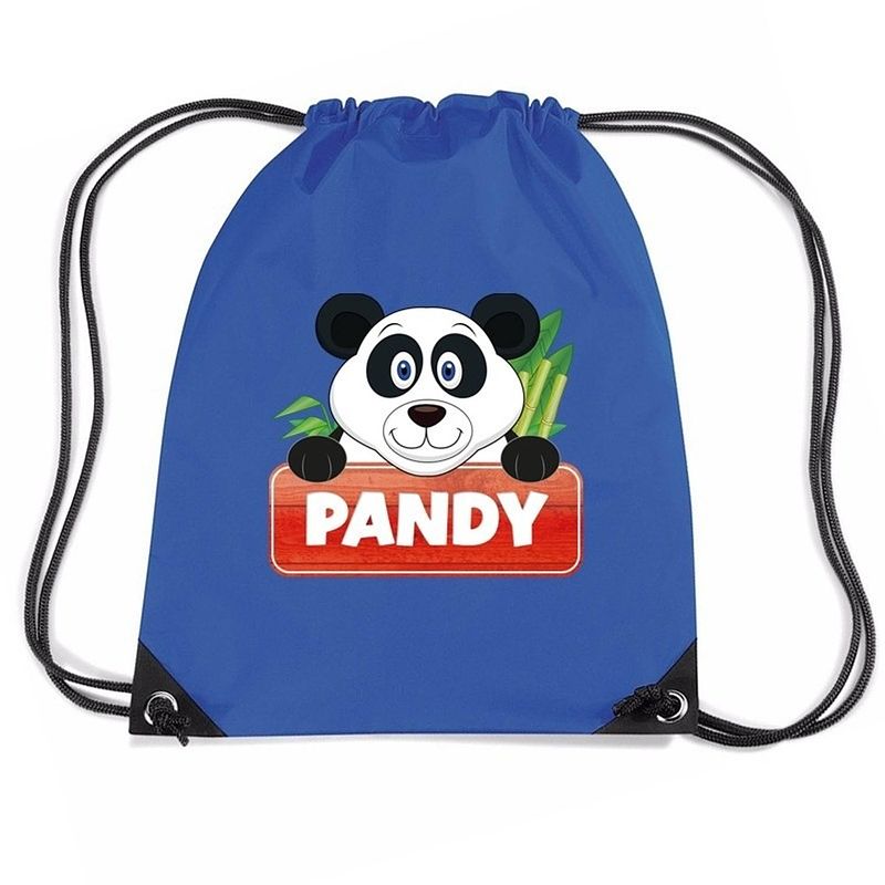 Foto van Pandy de panda rugtas / gymtas blauw voor kinderen - gymtasje - zwemtasje