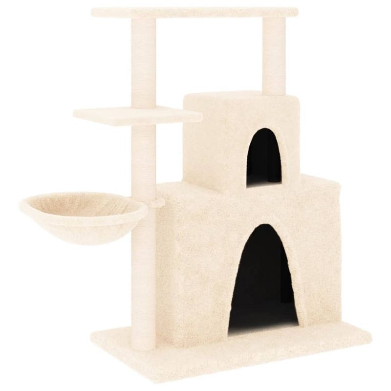 Foto van The living store kattenmeubel - alles-in-één - 61 x 35 x 83 cm - met huisjes - mand en platforms