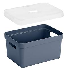 Foto van Opbergboxen/opbergmanden blauw van 5 liter kunststof met transparante deksel - opbergbox