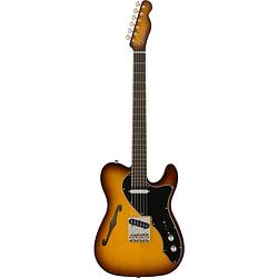 Foto van Fender limited edition suona telecaster thinline eb violin burst semi-akoestische gitaar met deluxe blonde hardshell koffer