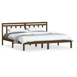 Foto van The living store bedframe rustiek grenenhout - super king (180x200 cm) - honingbruin