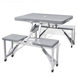 Foto van Vidaxl campingtafel met vier zittingen inklapbaar aluminium grijs