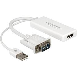 Foto van Delock 62460 vga / usb / hdmi adapter [1x vga-stekker, usb-a 2.0 stekker - 1x hdmi-bus] wit 25.00 cm