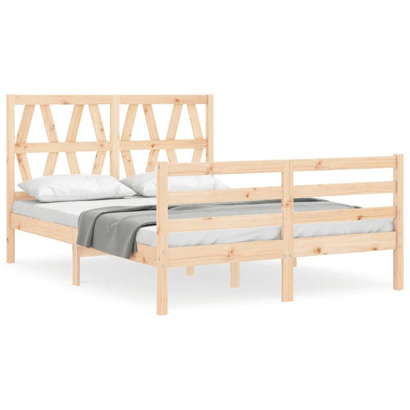 Foto van The living store bed - massief grenenhout - 205.5 x 125.5 x 100 cm - multiplex lattenbodem - functioneel hoofd- en