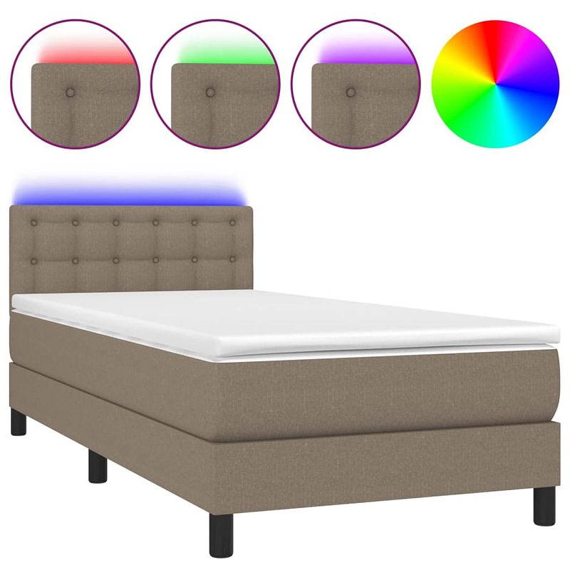 Foto van The living store bed - taupe - 193x90x78/88 - led - pocketvering