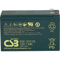 Foto van Csb battery evx 1272 loodaccu 12 v 7.2 ah loodvlies (agm) (b x h x d) 151 x 99 x 65 mm kabelschoen 6.35 mm cyclusbestendig, onderhoudsvrij, geringe