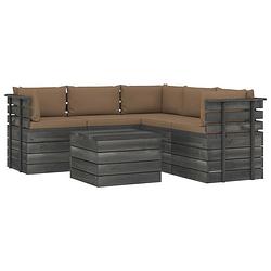 Foto van Vidaxl 6-delige loungeset met kussens pallet massief grenenhout