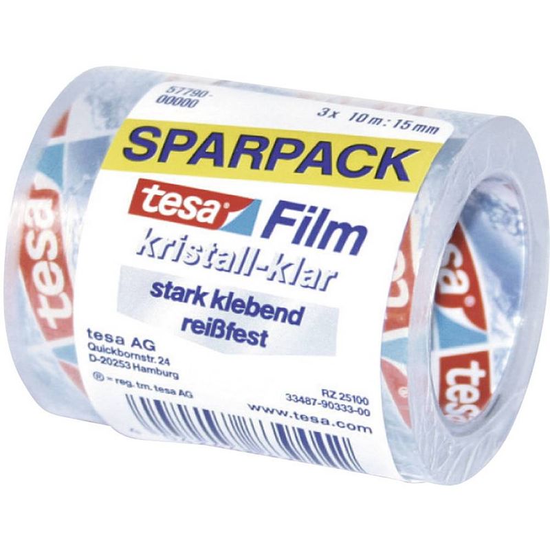 Foto van Tesa 57790-00000 57790-00000-01 tesafilm kristall-klar transparant (l x b) 10 m x 15 mm 3 stuk(s)