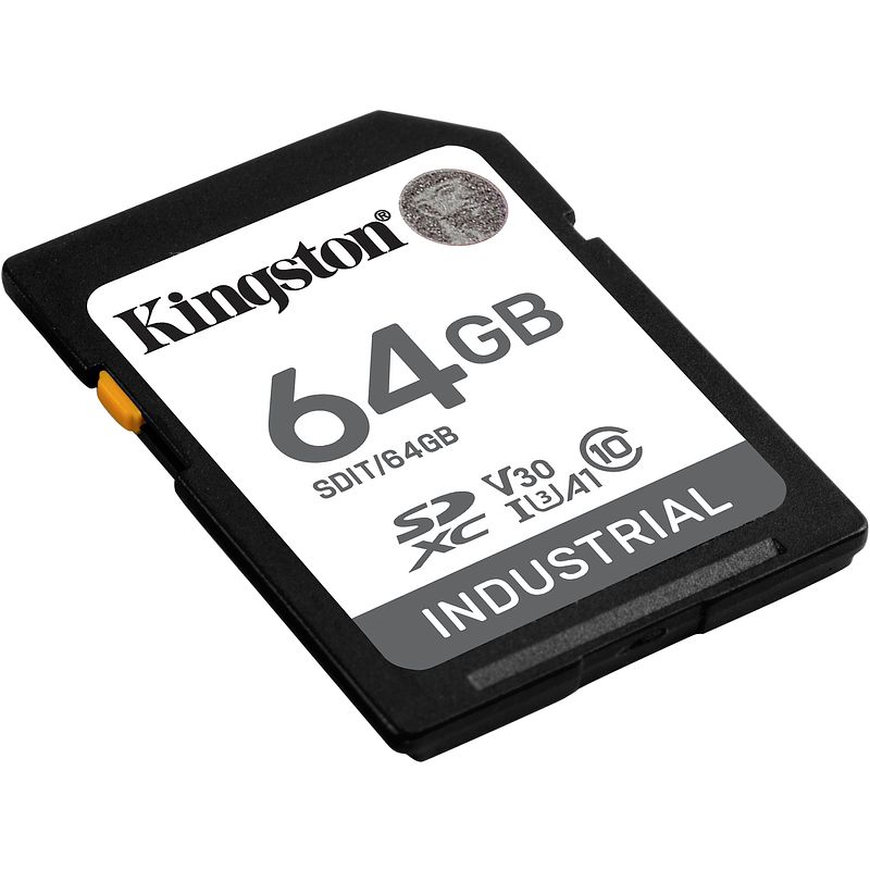 Foto van Kingston 64g sdxc industrial pslc uhs-i u3 v30 a1 sd-kaart 64gb