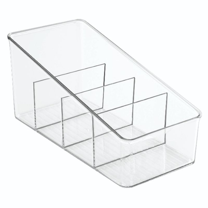 Foto van Idesign - open opbergbox met 4 vakken, schuin, 27.9 x 13 x 13 cm, kunststof, transparant - idesign linus