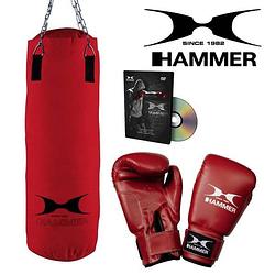 Foto van Hammer boxing set fit - bokszak 60 cm met bokshandschoenen 10 oz nylon en dvd