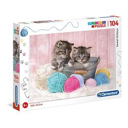 Foto van Clementoni legpuzzel supercolor sweet kittens 104 stukjes