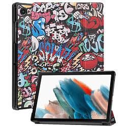 Foto van Basey samsung galaxy tab a8 hoesje kunstleer hoes case cover - graffity