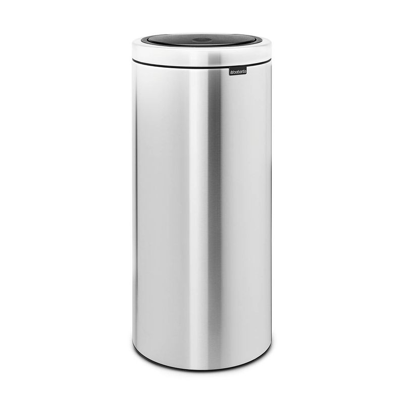 Foto van Brabantia touch bin flat top afvalemmer 30 liter met kunststof binnenemmer - matt steel