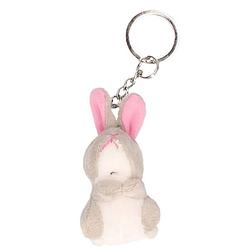 Foto van Pluche grijze konijn/haas knuffel sleutelhanger 6 cm - speelgoed dieren sleutelhangers