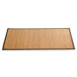Foto van Badkamer vloermat anti-slip lichte bamboe 50 x 80 cm met grijze rand - badmatjes