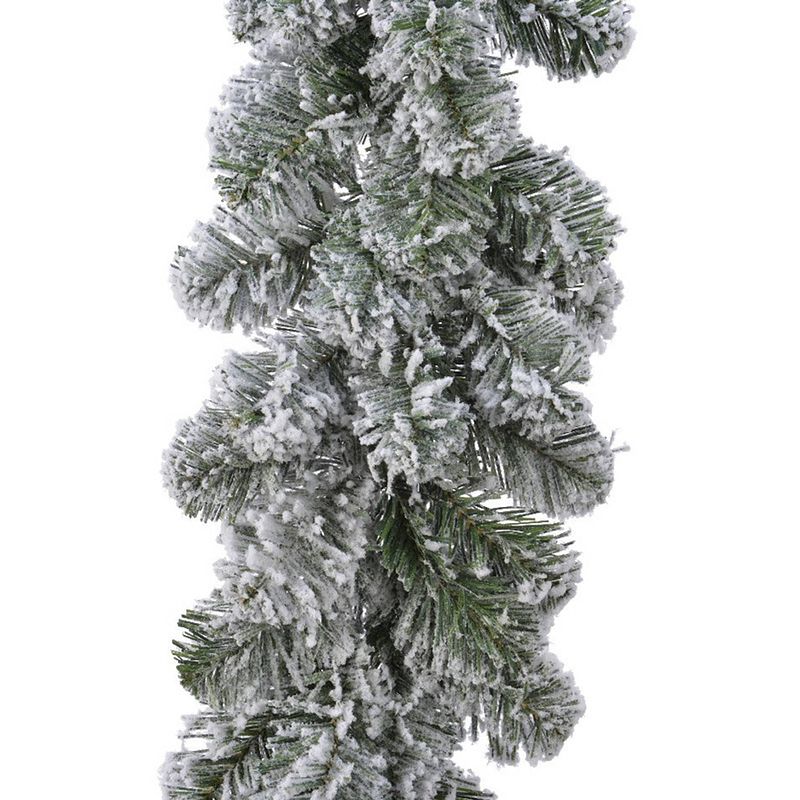 Foto van 1x groene dennen guirlandes / dennenslingers met sneeuw 270 x 25 cm - kerstslingers / dennen slingers