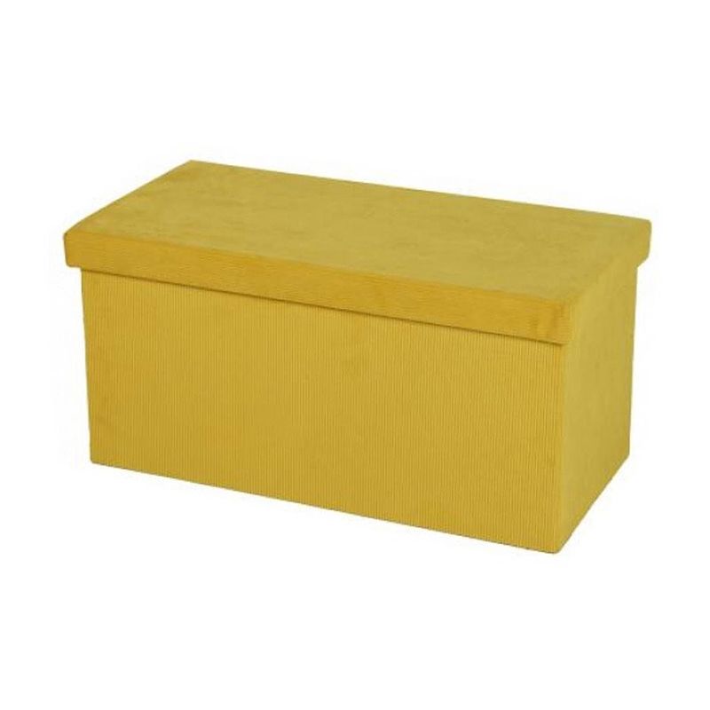 Foto van Hocker bank - poef xxl - opbergbox - geel - polyester/mdf - 76 x 38 x 38 cm - poefs