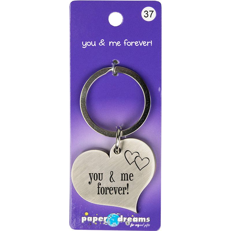 Foto van Paper dreams sleutelhanger you & me hart 10 x 4 cm ijzer zilver