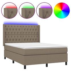 Foto van Vidaxl boxspring met matras en led stof taupe 140x200 cm