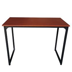 Foto van Bureau stoer - laptoptafel - computertafel - industrieel vintage - zwart metaal bruin hout