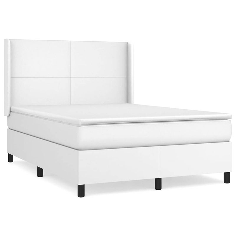 Foto van Vidaxl boxspring met matras kunstleer wit 140x190 cm