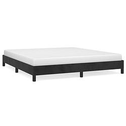 Foto van The living store bedframe - zacht fluweel - ondersteunende poten - multiplex lattenbodem - zwart - 203 x 183 x 25 cm -