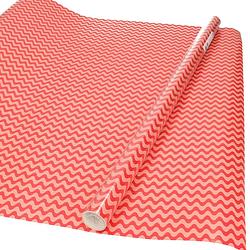 Foto van 4x rollen inpakpapier/cadeaupapier rood/roze golfjes print 200 x 70 cm - cadeaupapier