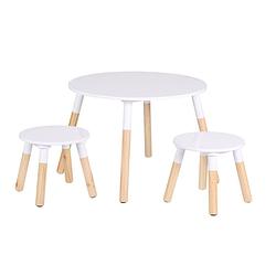 Foto van Gebor - leuke kindertafel met 2 krukjes - speeltafel - tekentafel - knutseltafel - bouwtafel - wit/hout -