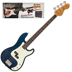 Foto van Vintage vip-v40cab coaster series candy apple blue bass pack elektrische basgitaar set met versterker