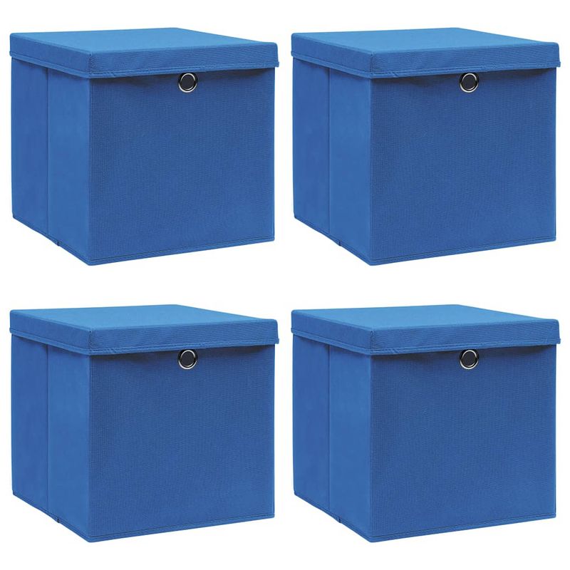 Foto van Vidaxl opbergboxen met deksel 4 st 32x32x32 cm stof blauw