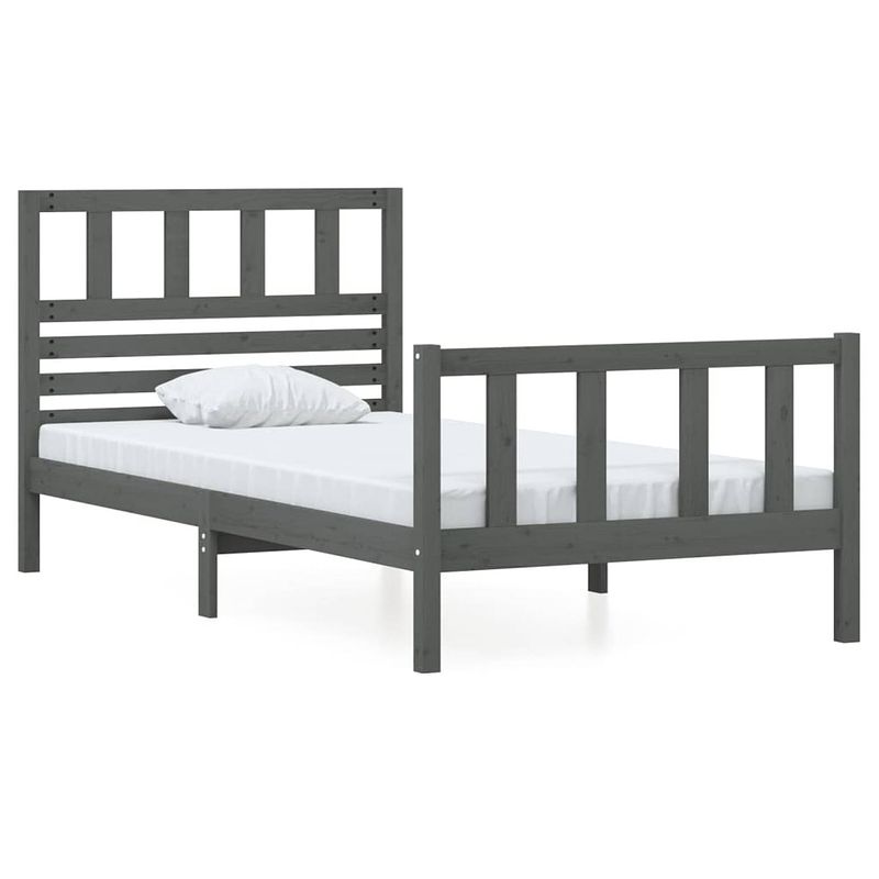 Foto van The living store bedframe grenenhout - grijs - 205.5 x 96 x 100 cm - 90 x 200 cm - montage vereist - incl - hoofdeind