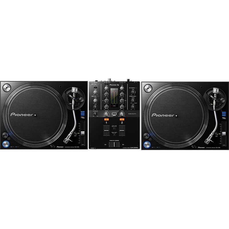 Foto van Pioneer dj djm-250mk2 + 2 x pioneer plx-1000 draaitafel