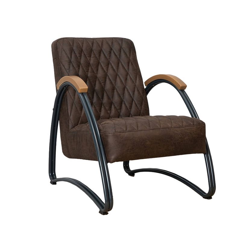 Foto van Bronx71 industriële fauteuil ivy eco-leer bruin.