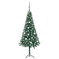 Foto van Vidaxl kunstkerstboom met led's en kerstballen hoek 120 cm pvc groen