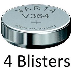 Foto van 4 stuks (4 blisters a 1 st) varta knoopcel batterij sr621 sw/sr60 sw/v364 1bl single-use zilver-oxide