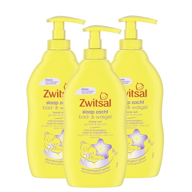 Foto van Zwitsal - slaap zacht - bad & wasgel - lavendel - 3 x 400ml - voordeelpack