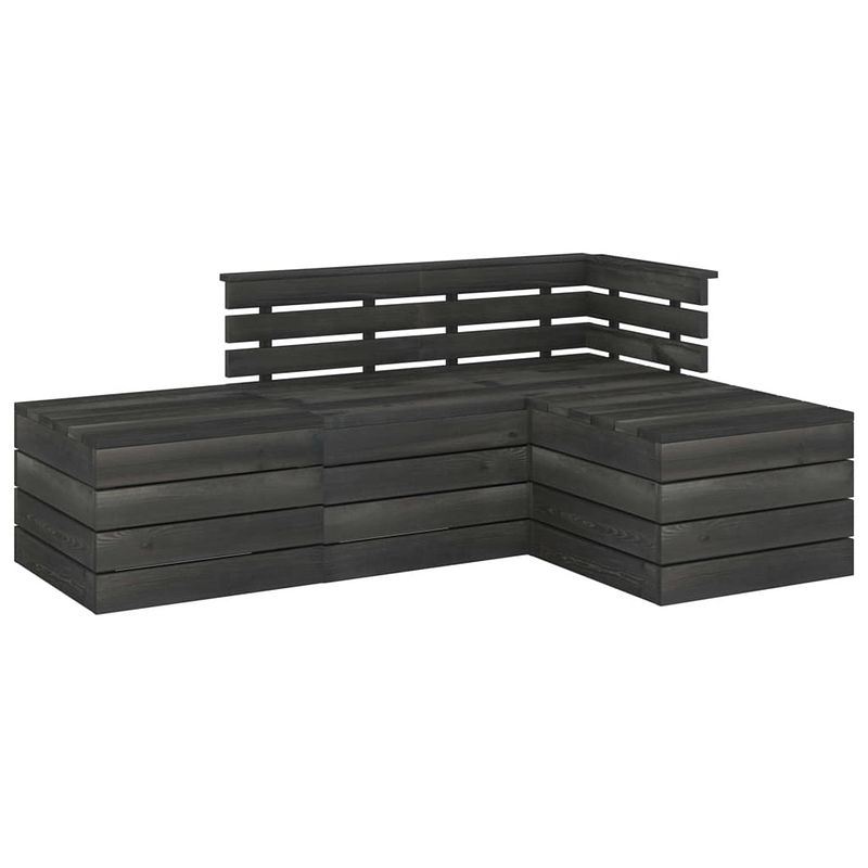 Foto van Vidaxl 4-delige loungeset pallet massief grenenhout donkergrijs