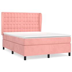 Foto van The living store boxspringbed - fluweel - roze - 140 x 200 - pocketvering