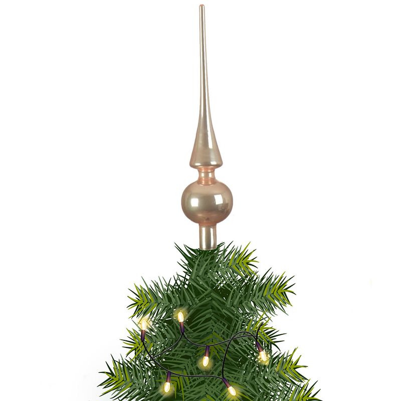 Foto van Kerstboom glazen piek bruin glans 26 cm - kerstboompieken