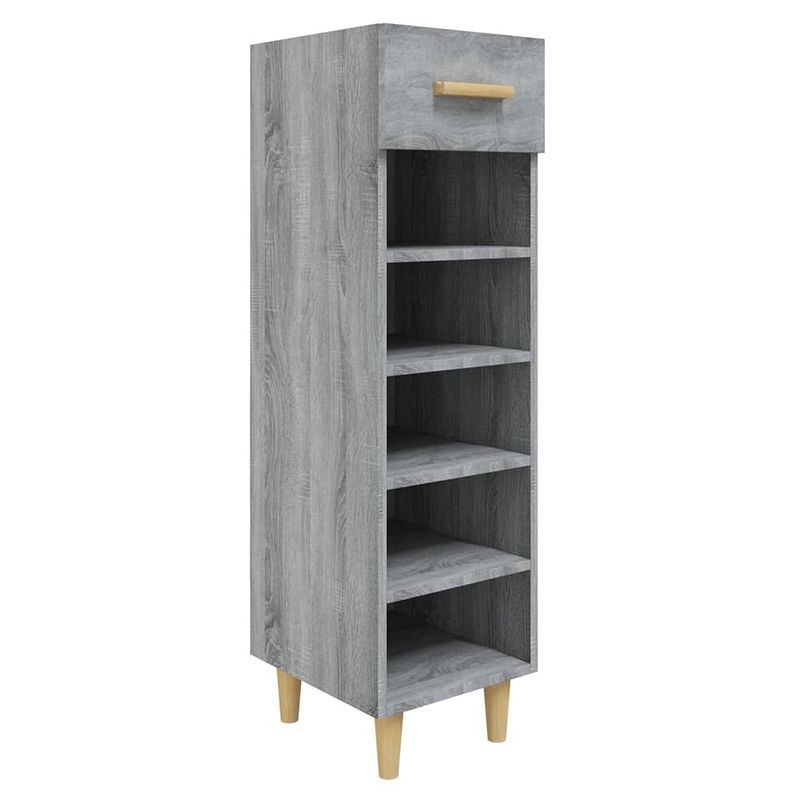 Foto van The living store schoenenkast - grijs sonoma eiken - 30 x 35 x 105 cm - voldoende opbergruimte