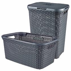 Foto van Curver 2-delige wasboxen- en mandenset style 45l+60l antraciet