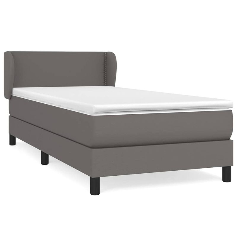 Foto van The living store boxspringbed - grijs kunstleer - 203x103x78/88 cm - verstelbaar hoofdbord - pocketvering matras -