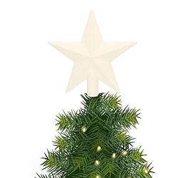 Foto van Kunststof piek kerst ster wit met glitters h19 cm - kerstboompieken
