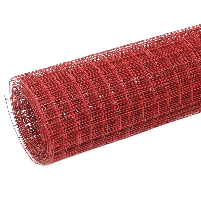 Foto van The living store draadgaas - volières - kooien - 25x1.5m - pvc gecoat - rood