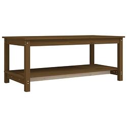 Foto van The living store houten salontafel - massief grenenhout - 110 x 55 x 45 cm - honingbruin