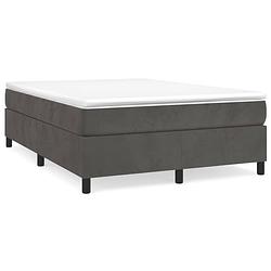 Foto van The living store bedframe donkergrijs stof - 193x140x35 cm - multiplex lattenbodem